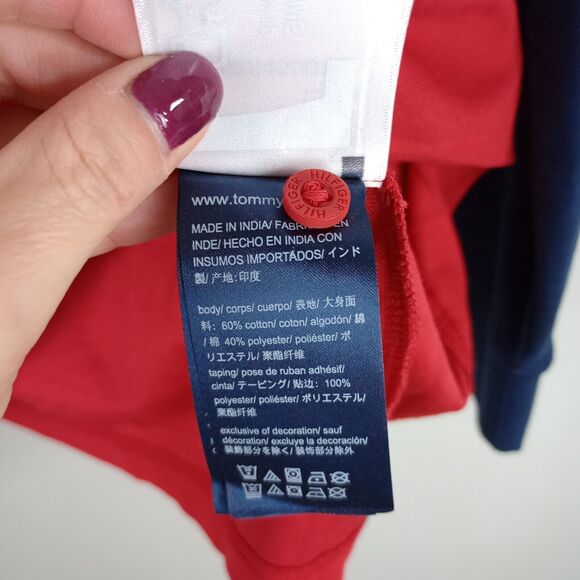 Tommy Hilfiger Sport Retro Look Red Blue Spell Out New Size Medium - Picture 7 of 9
